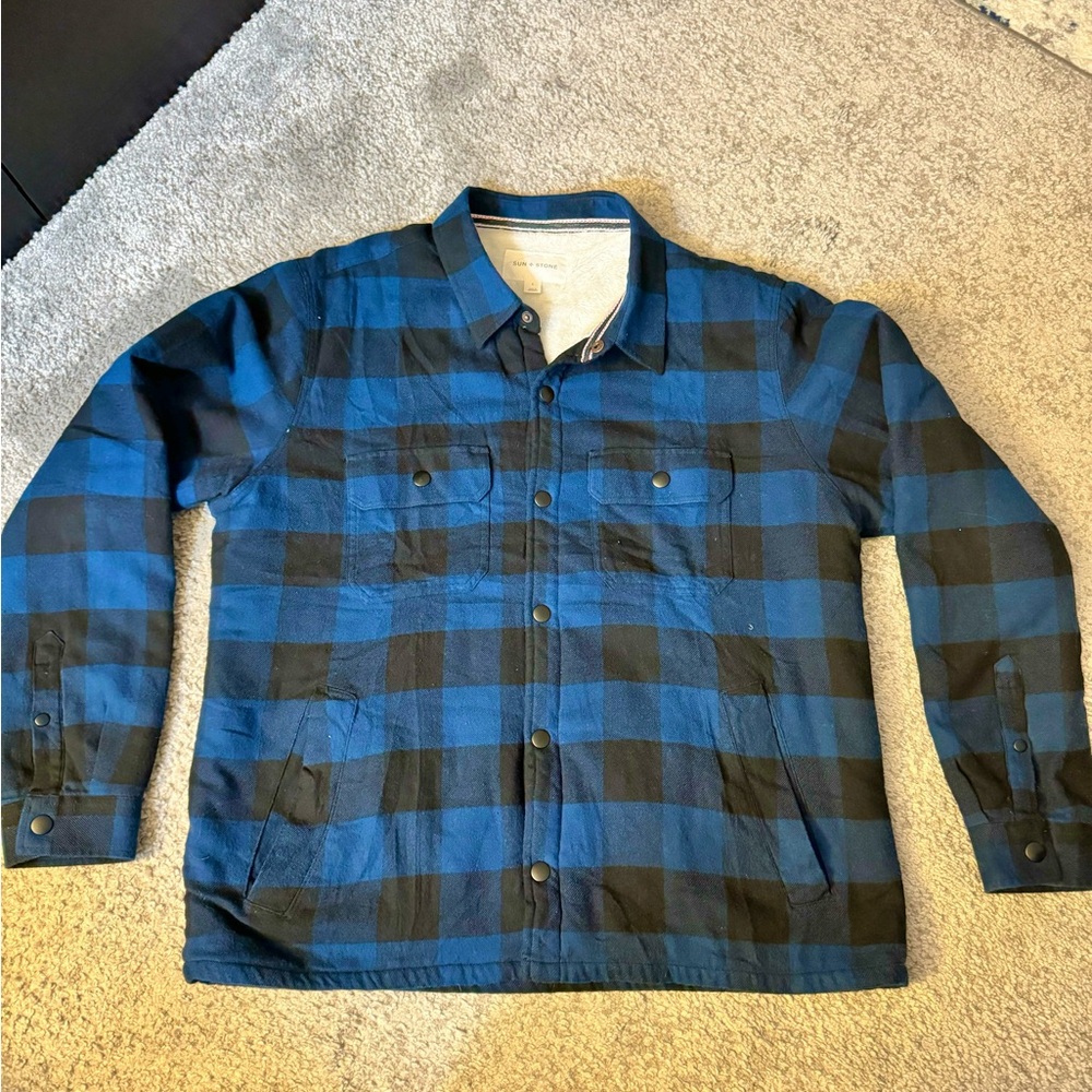 Plaid shirt with fur lining